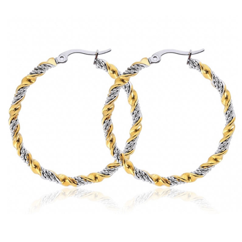 Women's 'Two Tone Textured Hoop' Earrings