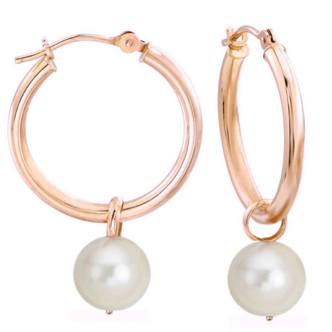 Boucles d'oreilles 'Pearl Drop Hoop' pour Femmes