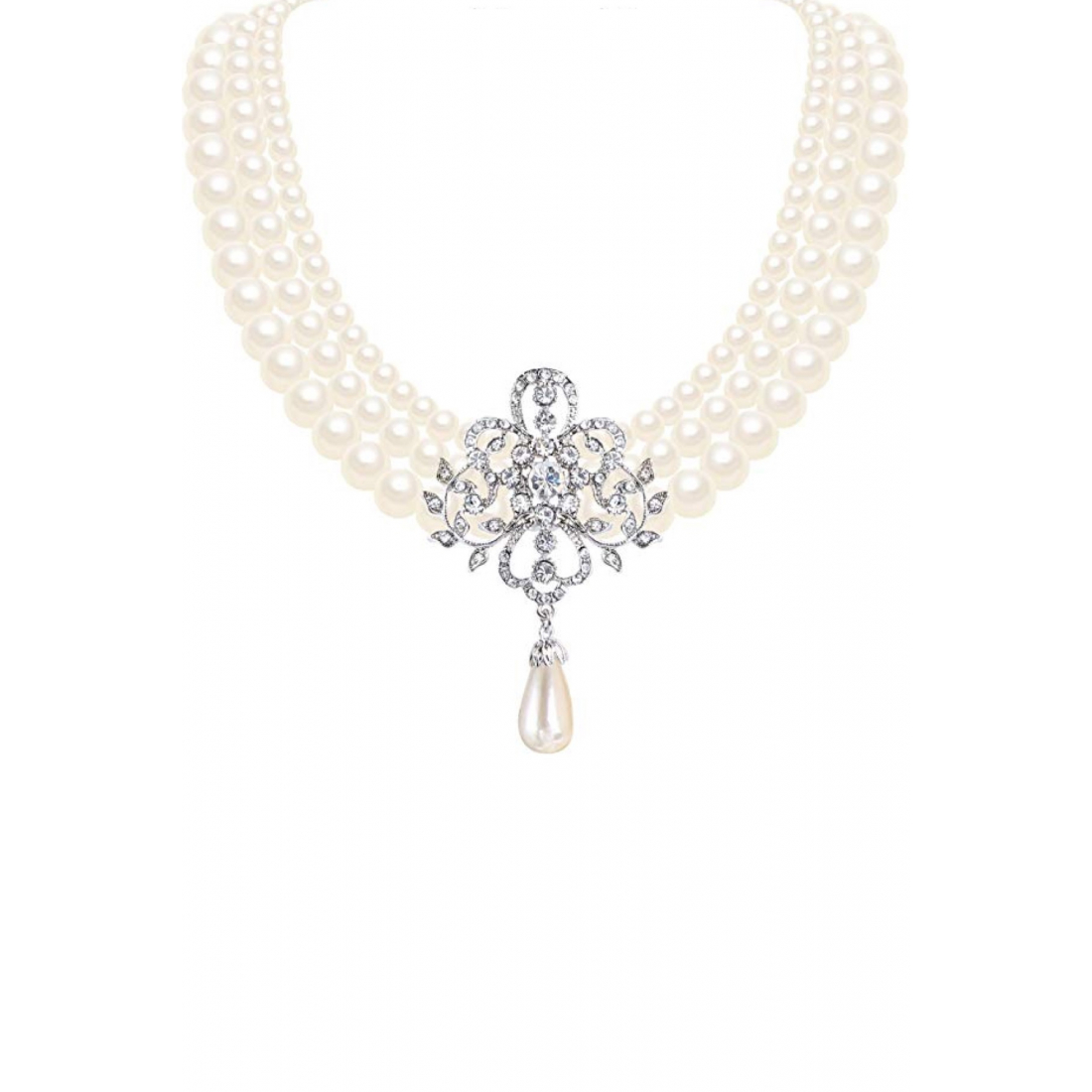 Women's 'Crystal & Pearl Statement' Necklace