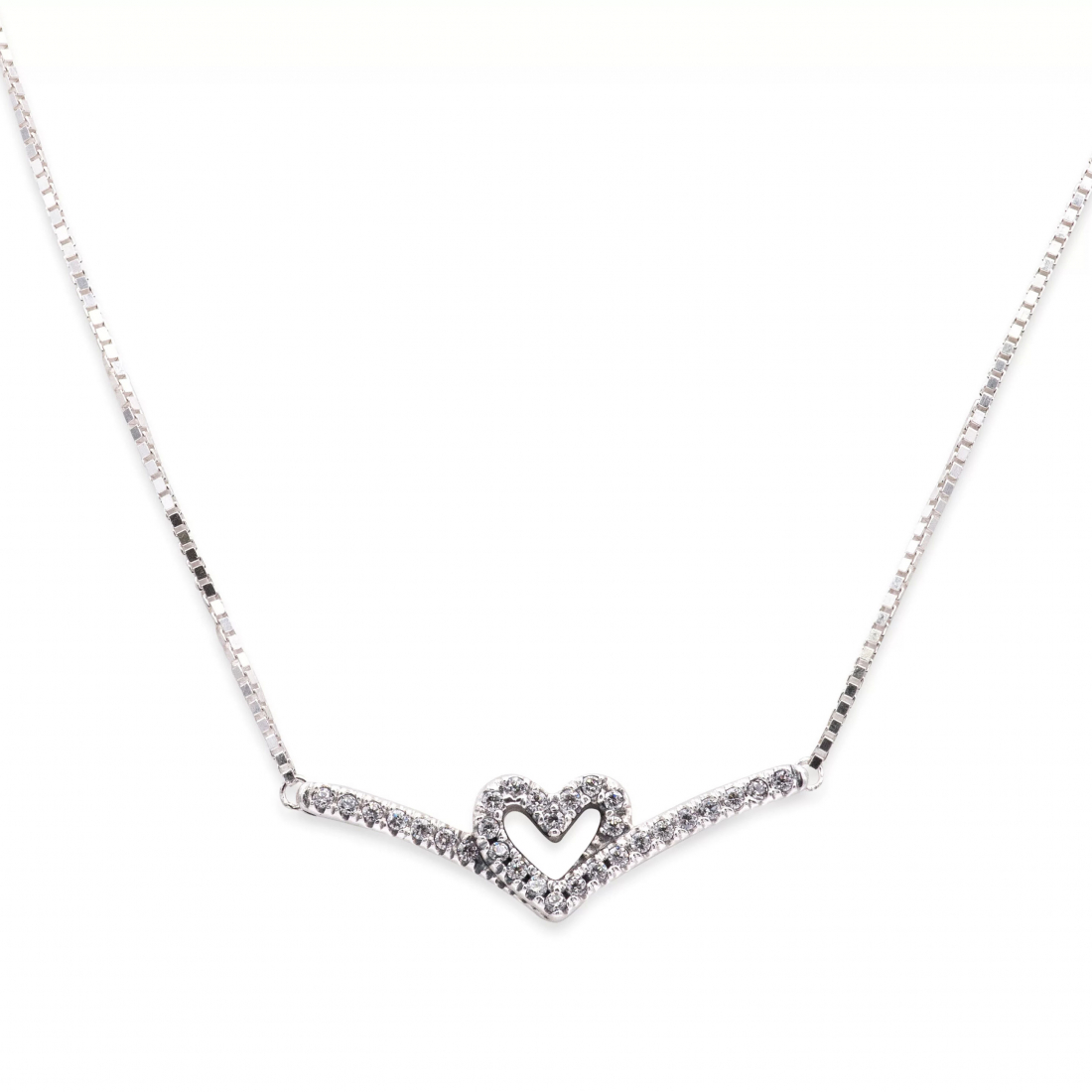 Women's 'Sparkling Wishbone Heart' Necklace