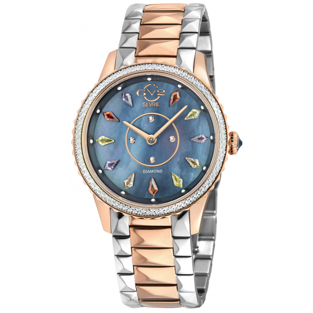 Women's Siena IPRG Case, Dark Blue MOP Dial, Multi index, Two Toned SS/IPRG Stainless Steel Watch