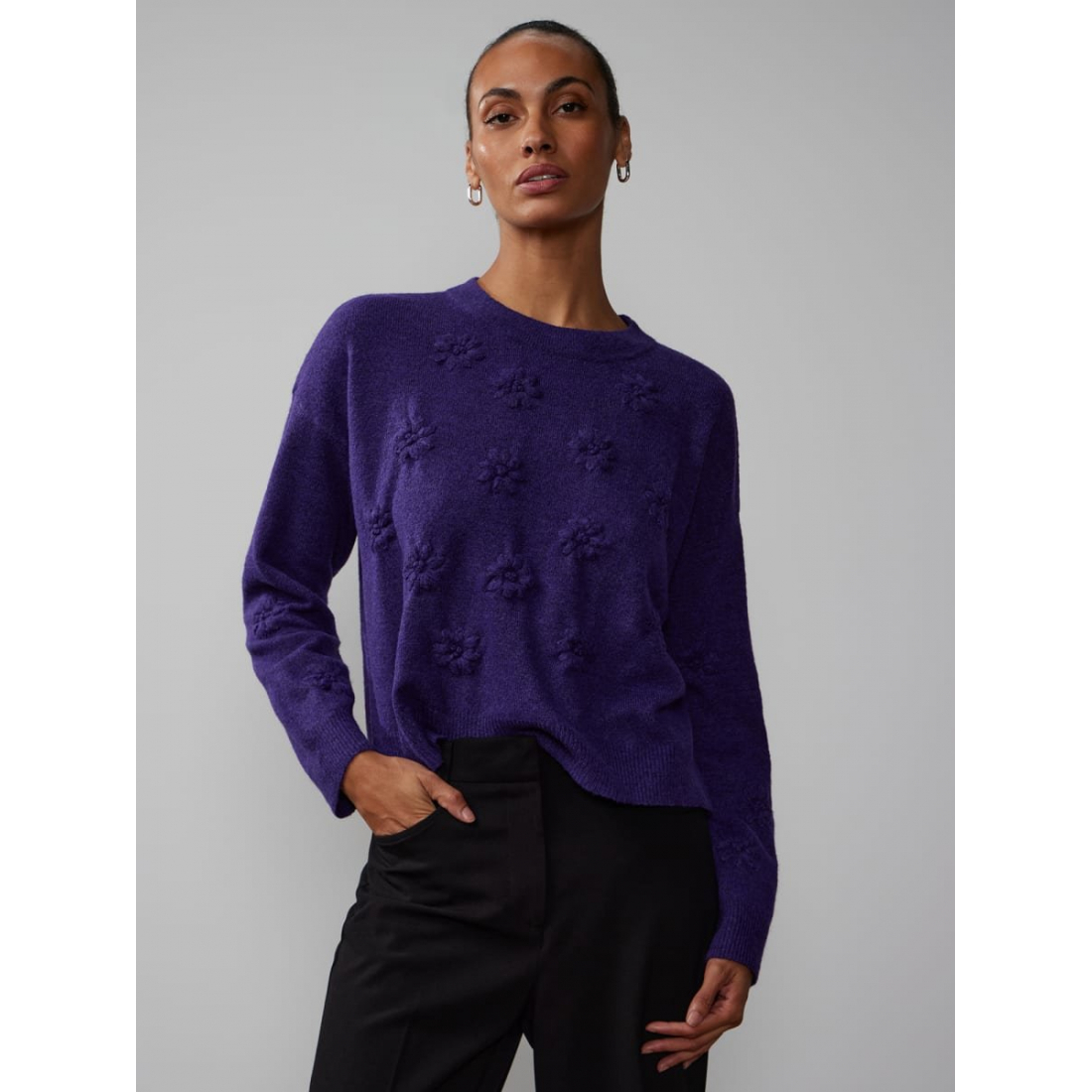 'Flower Embroidered' Pullover für Damen