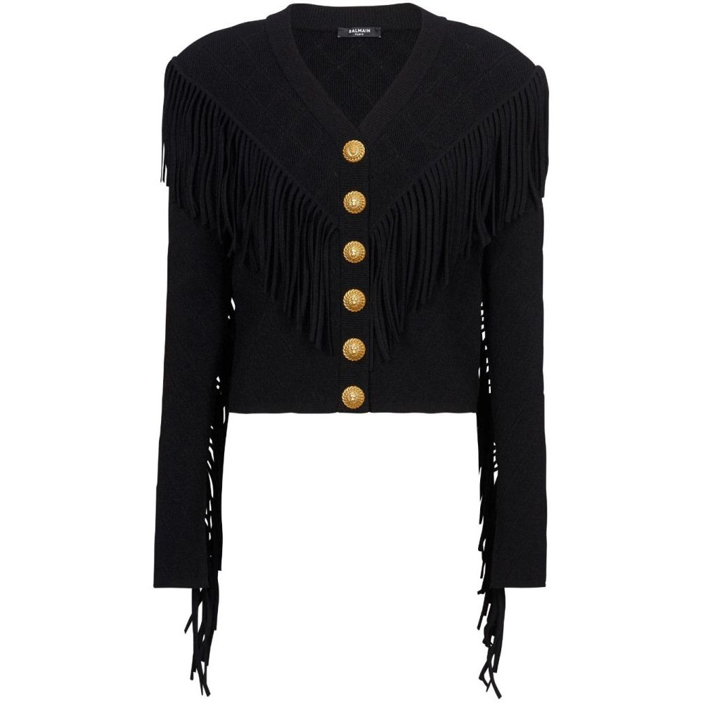 '5-Button Fringed' Strickjacke für Damen