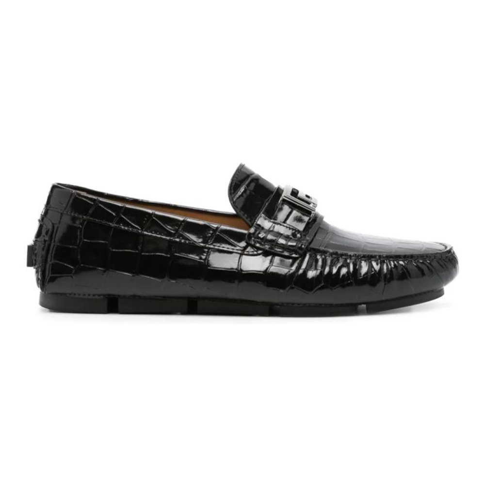 Men's 'Logo-Plaque Crocodile-Effect' Loafers