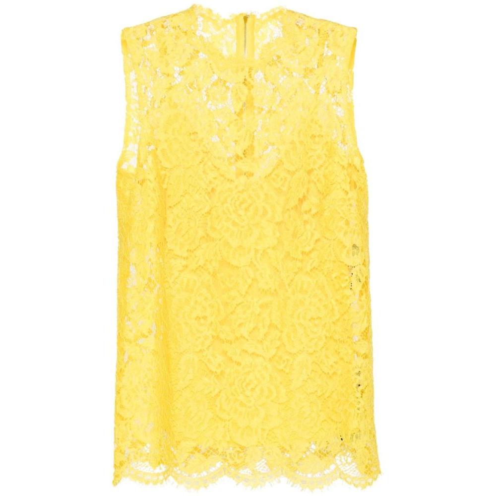 Women's 'Floral-Lace Scallop-Collar' Sleeveless Blouse