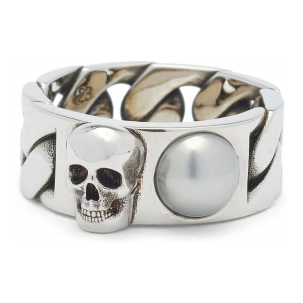 Men's 'Skull Pearl-Embellished' Ring