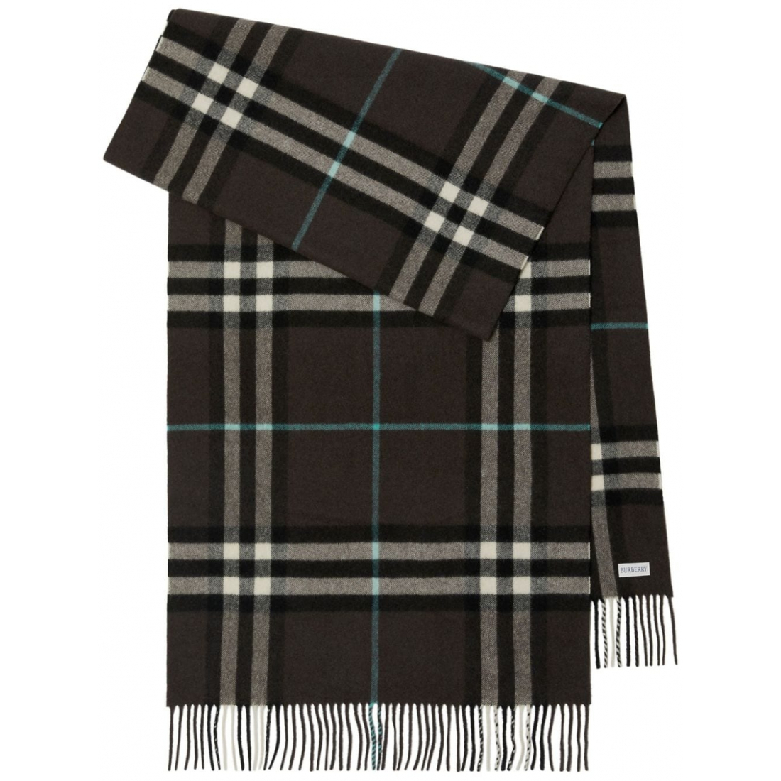 'Checked Fringed-Edge' Wool Scarf