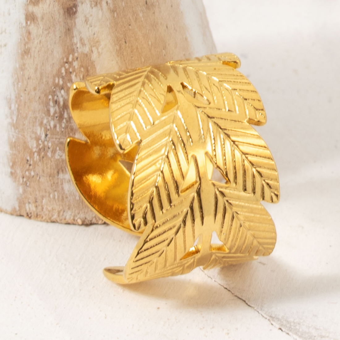 Bague Ajustable 'Leaves' pour Femmes