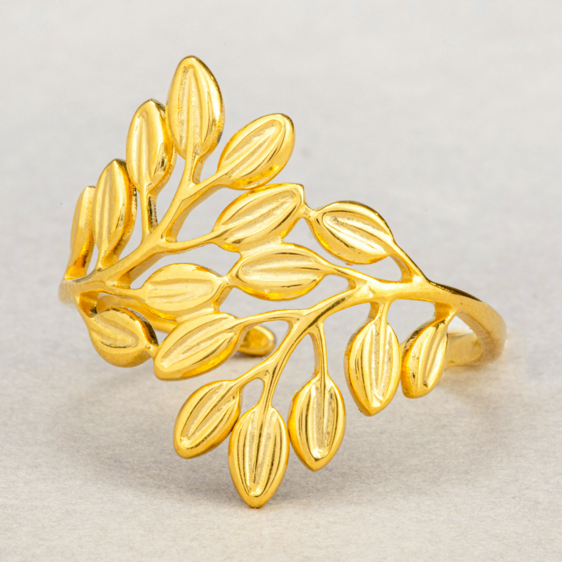 Bague Ajustable 'Leafy' pour Femmes