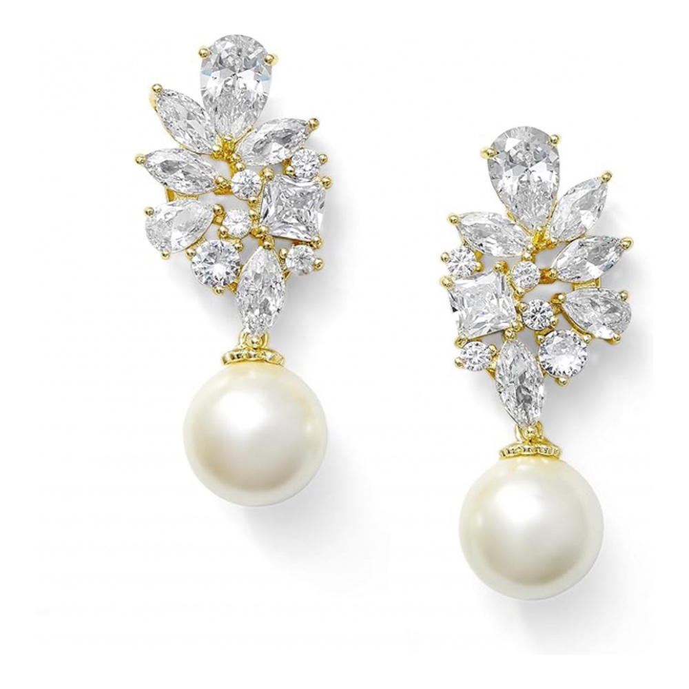 Boucles d'oreilles 'Cluster & Pearl Drop Exquisite' pour Femmes