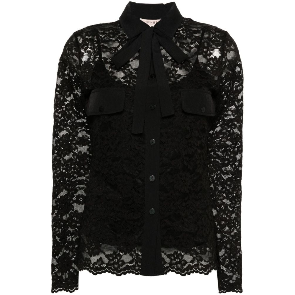 Women's 'Logo-Plaque Floral-Lace' Shirt