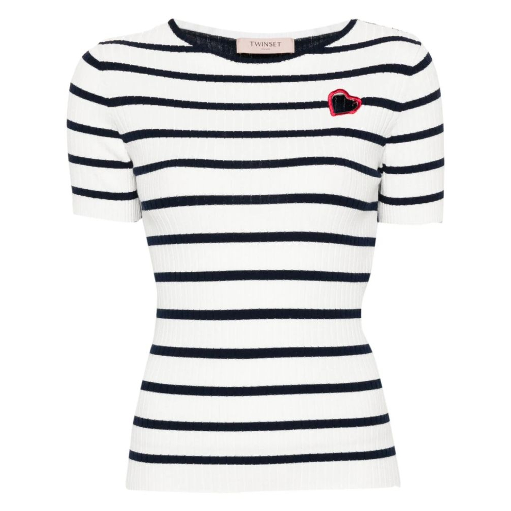 'Striped Cut-Out' T-Shirt für Damen
