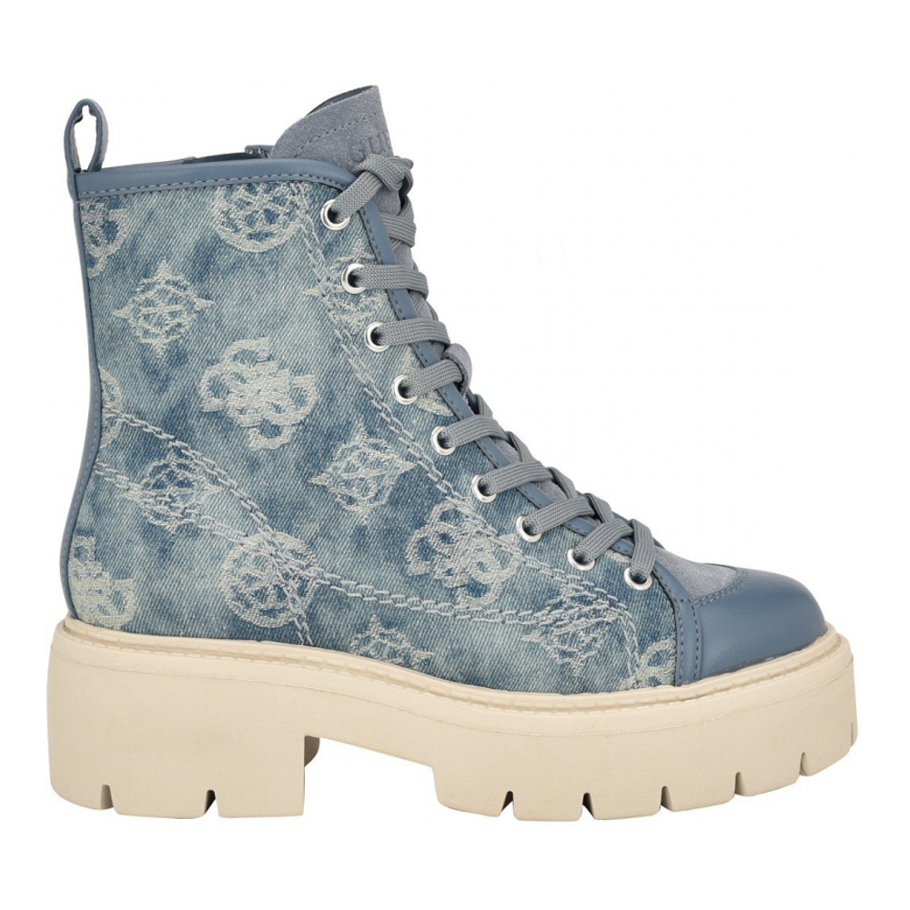 Women's 'Shutter Lace-Up Logo Pattern' Combat Boots