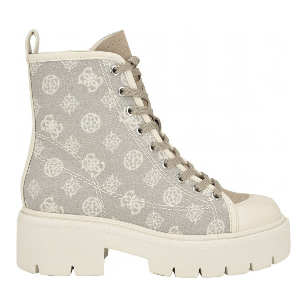 Women's 'Shutter Lace-Up Logo Pattern' Combat Boots