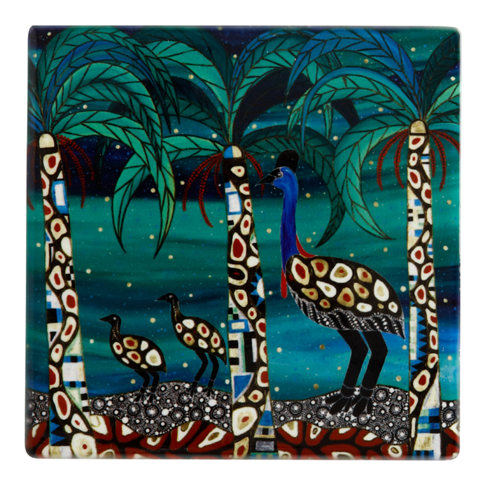 Set Of 6 Melanie Hava Coaster 10cm Cassowaries Home