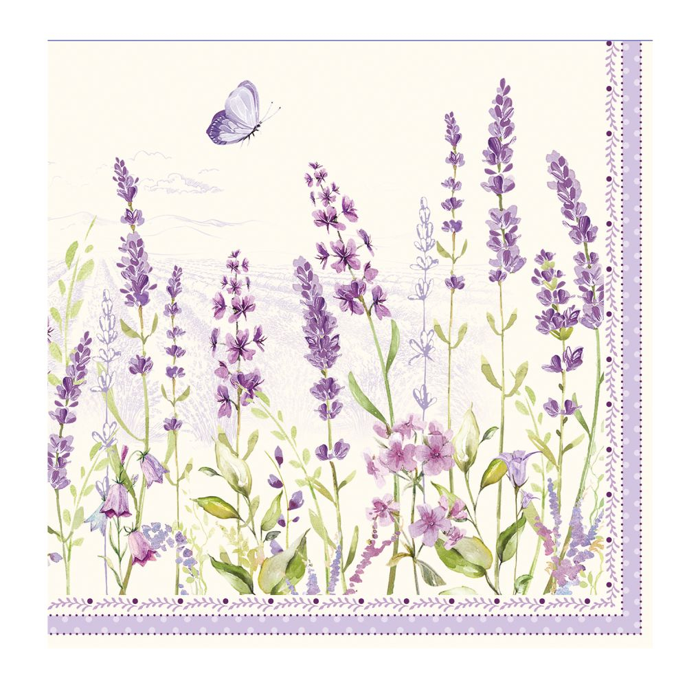Pack Of 20 Paper Napkins 33x33 Lavender Field