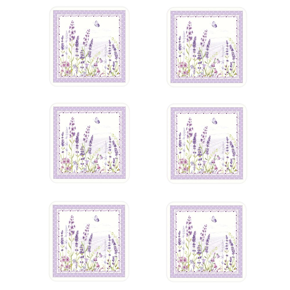 Set 6 Cork Coasterscm.Lavender Field in Gift Box