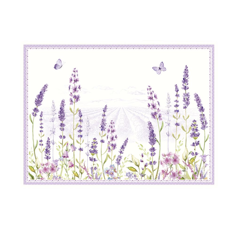 Set 4 Cork Placemats 40X30 Lavender Field In Gift Box