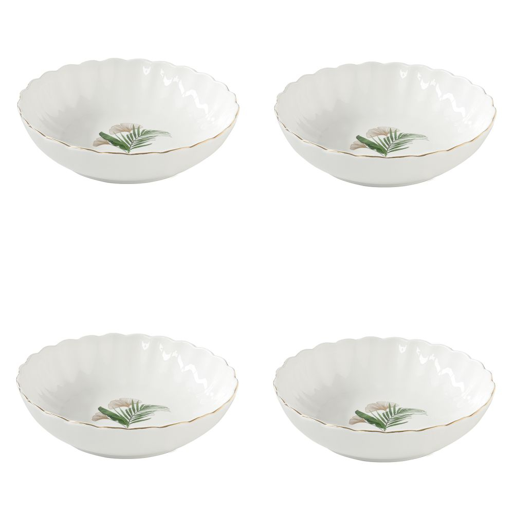 Set Of 4 Porcelain Soup Plate Exotique