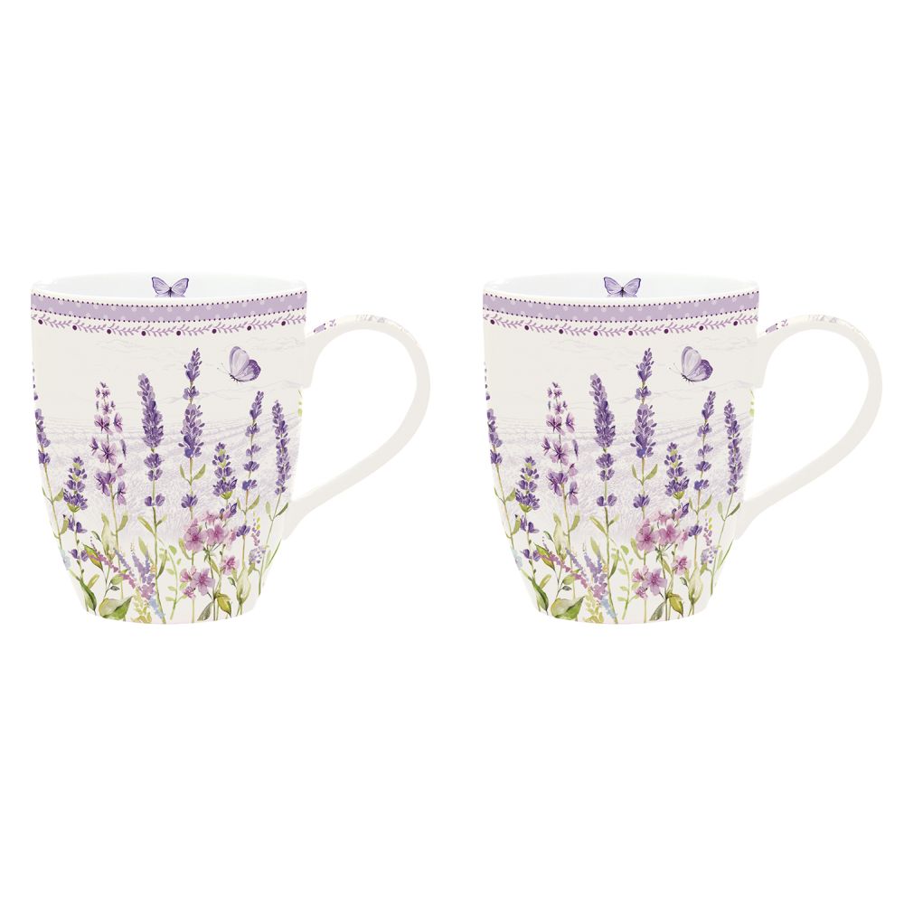 Set 2 Mugs 350ml In High Quality Lavender Field In Color Box