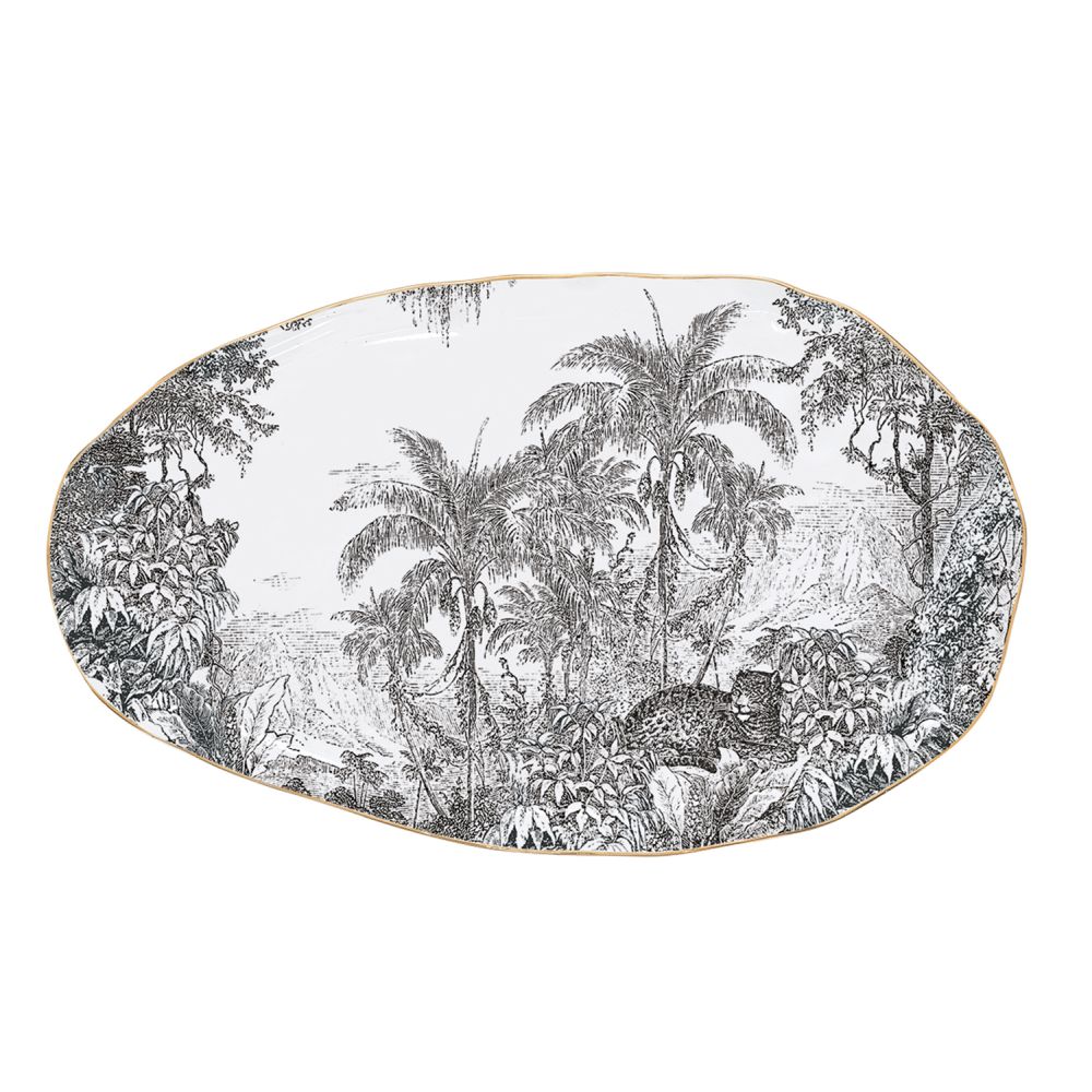 Porcelain Serving Platter 36X21.5cm Rain Forest