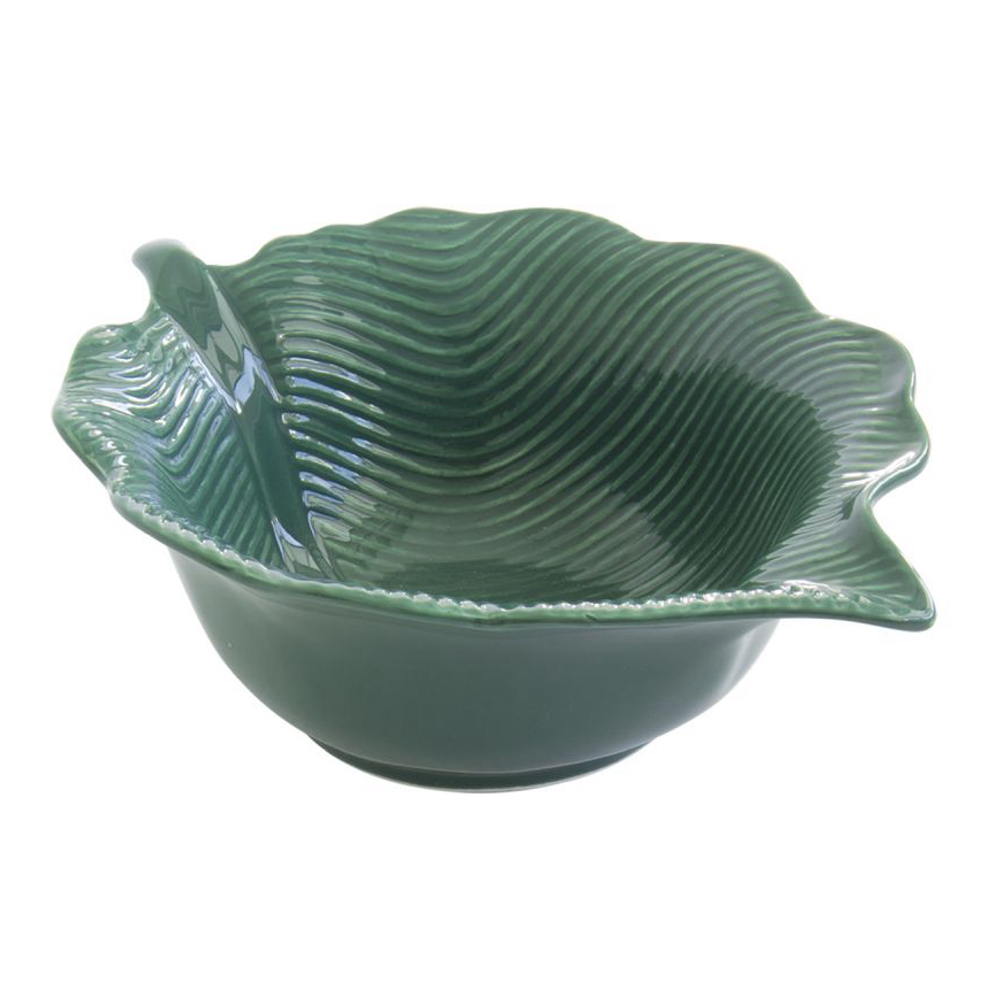 Porcelain Bowl 21x16cm Leaf Shape in Tropical Leaves Color Box