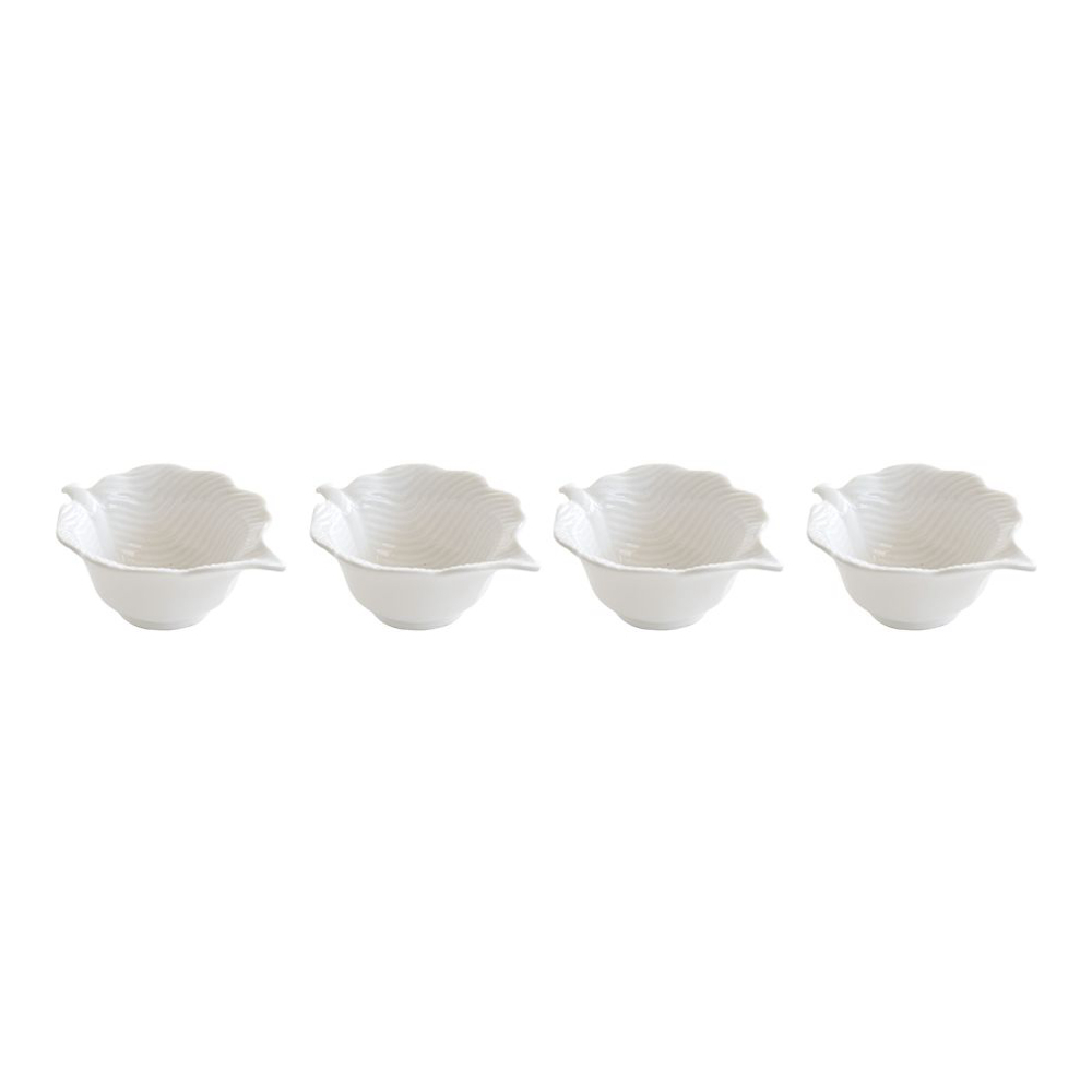 Set Of 4 Mini Leaf-Shaped Porcelain Bowls in Leaves Color Box