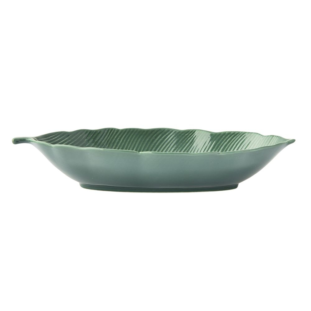 Porcelain Leaf Bowl 30x13cm in Tropical Leaves Color Box