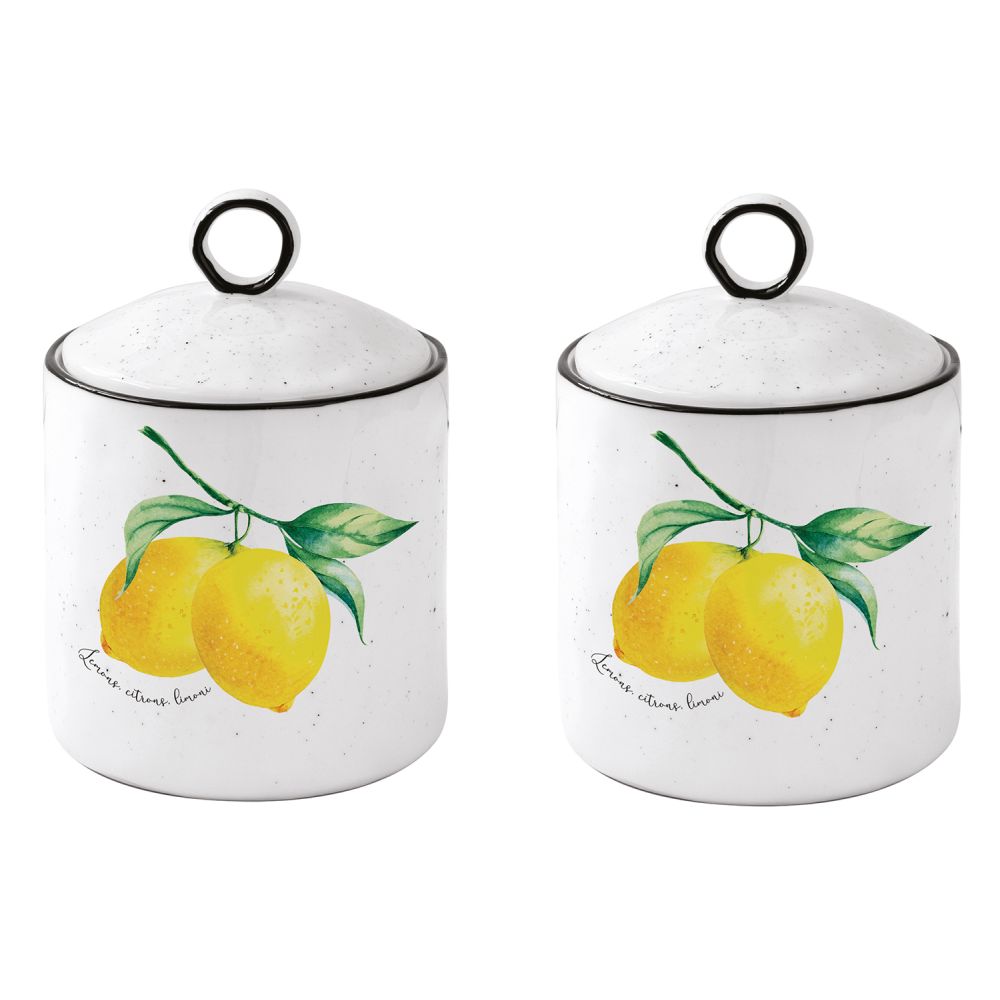 Set Of 2 Porcelain Storage Jar Amalfi