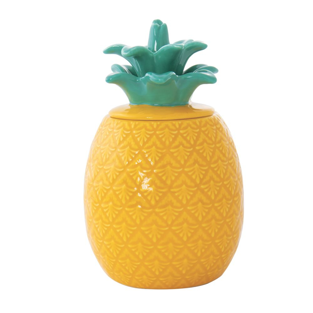 Pineapple-Shaped Jar 9x9x15cm in Porcelain in-Green Color Box