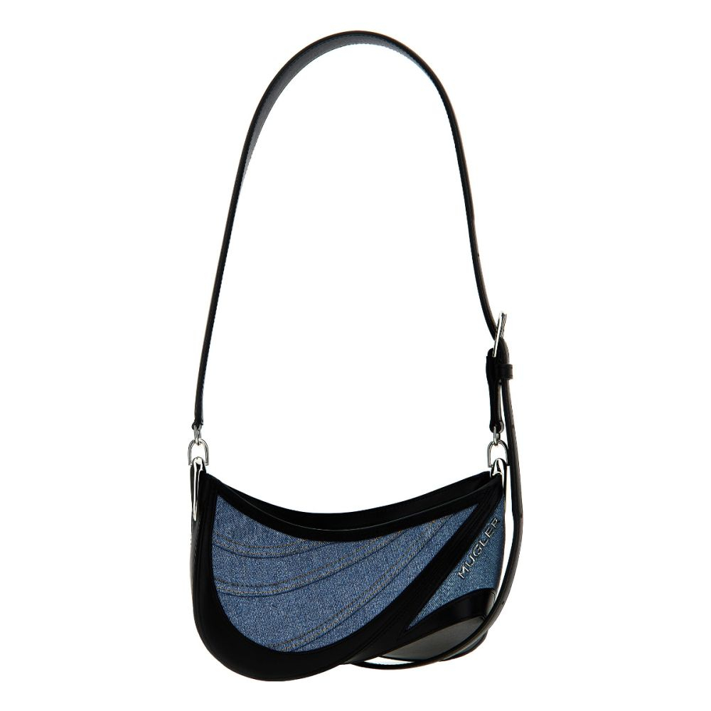 'Small Denim Spiral Curve 01' Schultertasche für Damen