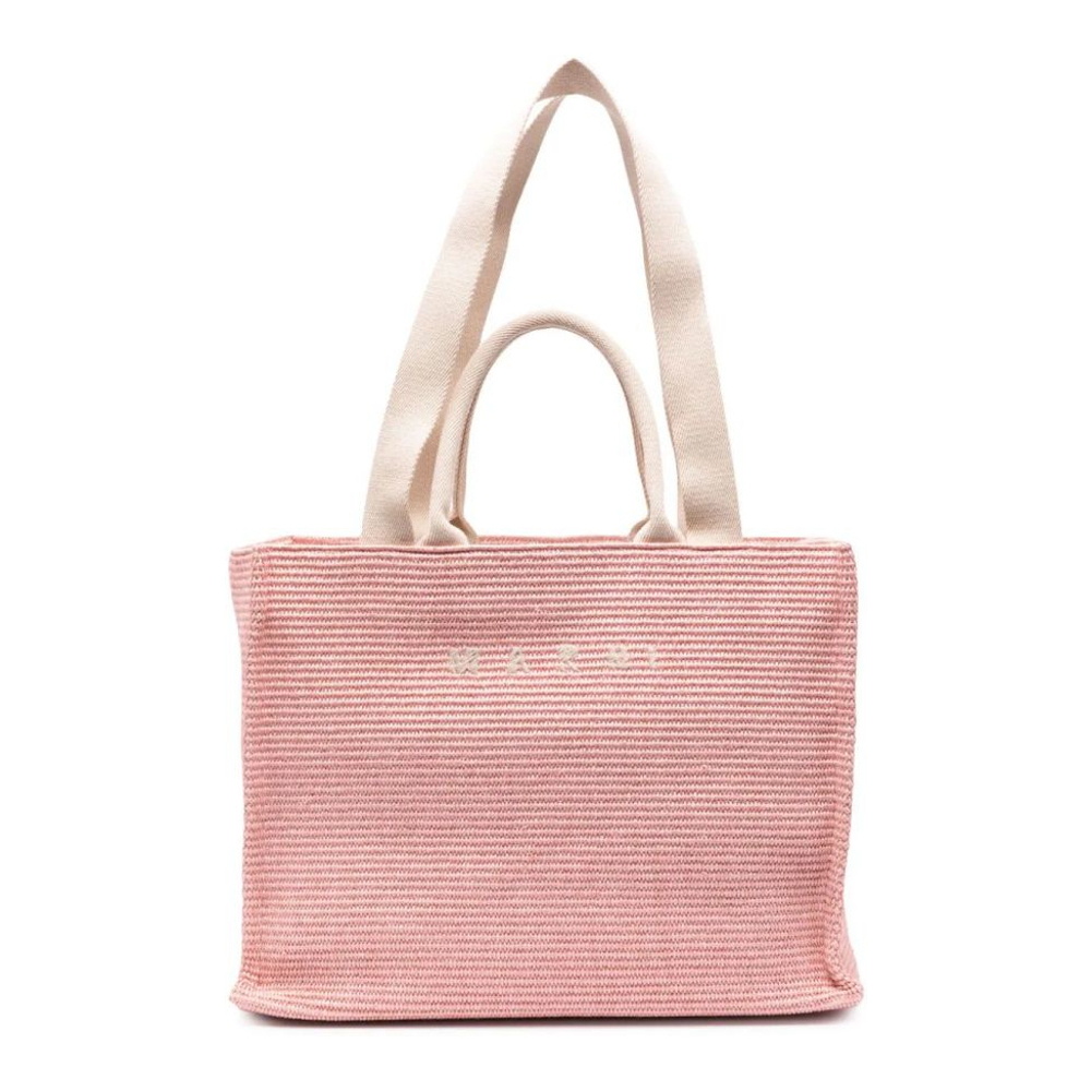 'Embroidered Logo Basket' Tote Handtasche für Damen