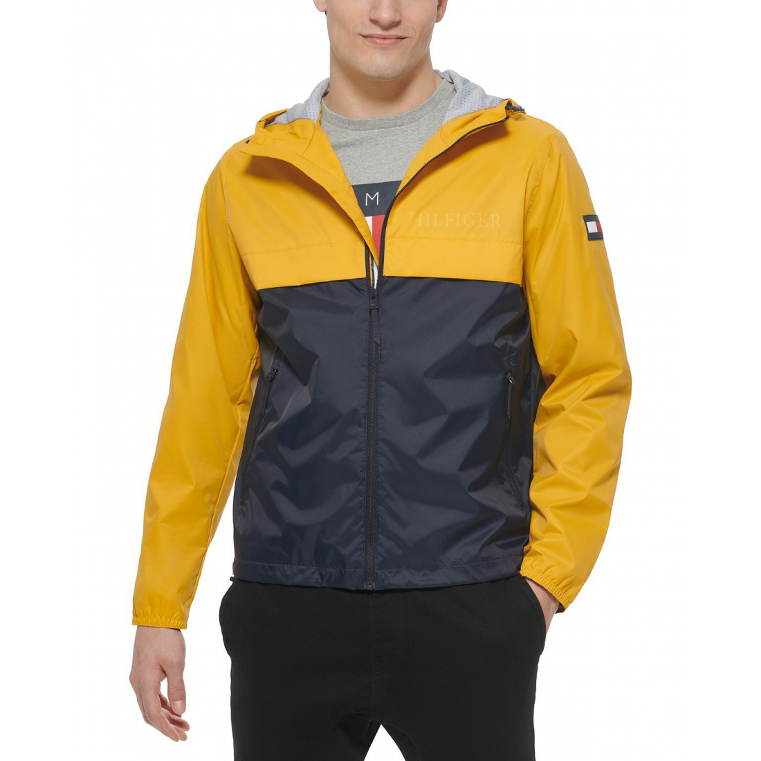 Stretch Hooded Zip-Front Rain Jacket pour Hommes