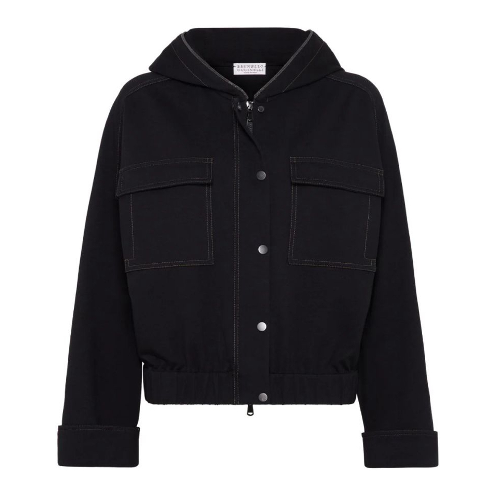 'Contrast-Stitching Hooded' Jacke für Damen