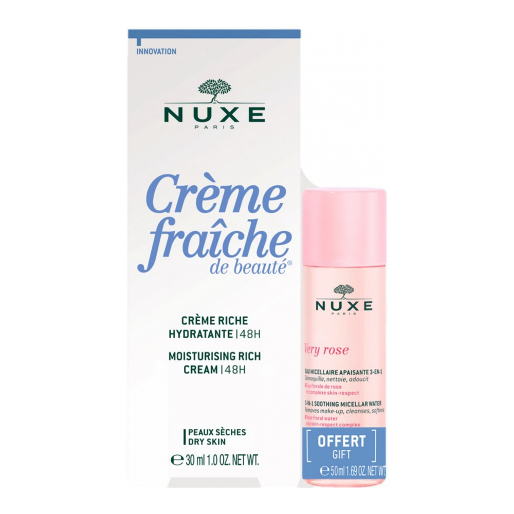 Crème Fraîche De Beauté® Crème Riche Hydratante 48H + Eau Micellaire Apaisante 3-En-1 Offerte - 2 Pièces