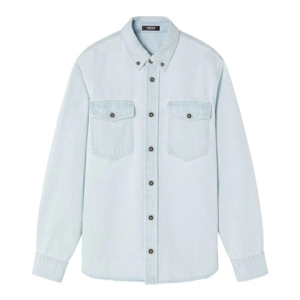 Men's 'Medusa-Buttoned' Denim Shirt