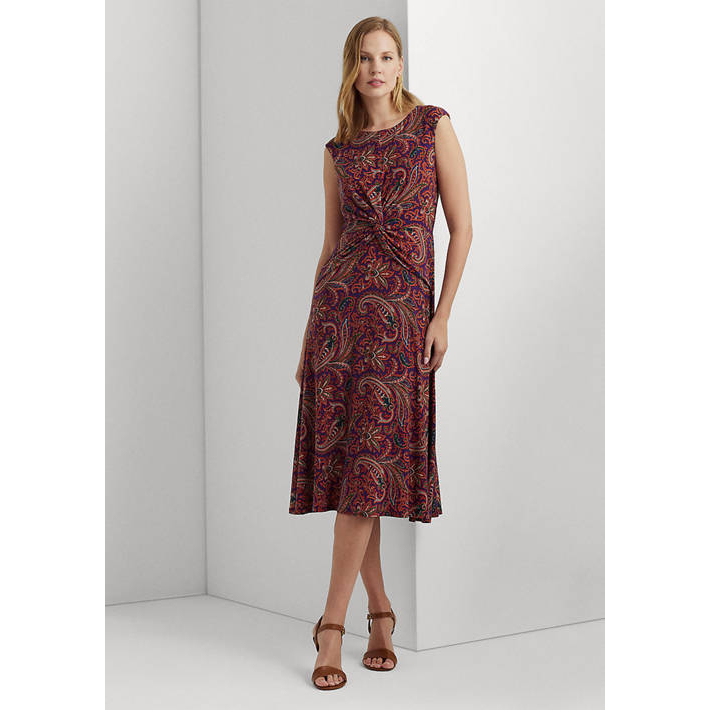 'Paisley Twist-Front' Midi Kleid für Damen