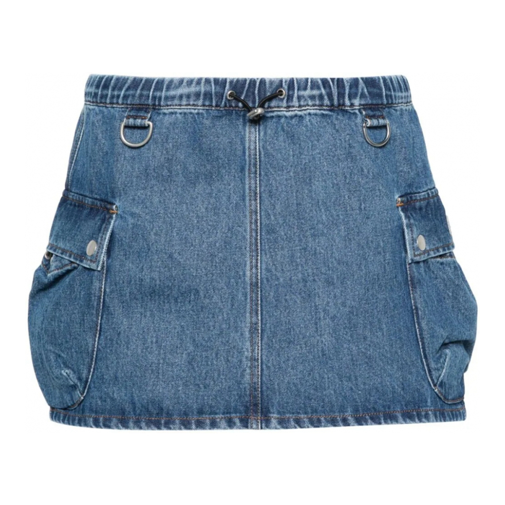 Women's 'Appliqué-Logo Cargo' Denim Skirt