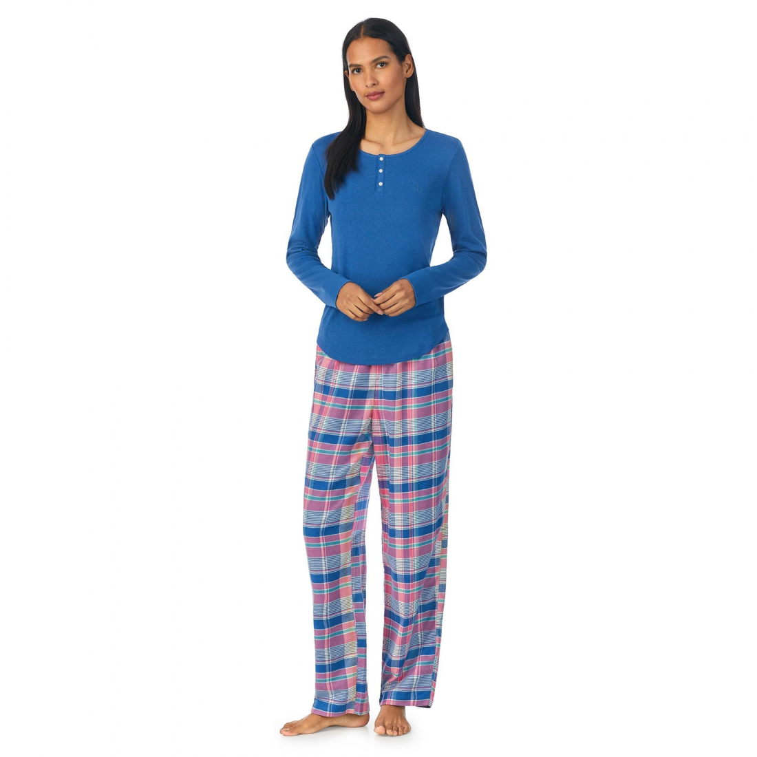 Women's 'Long Sleeve Henley' Top & Pajama Trousers Set