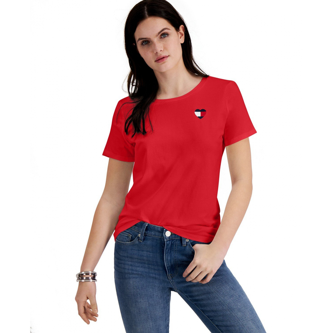 'Embroidered Heart-Logo T-Shirt' für Damen