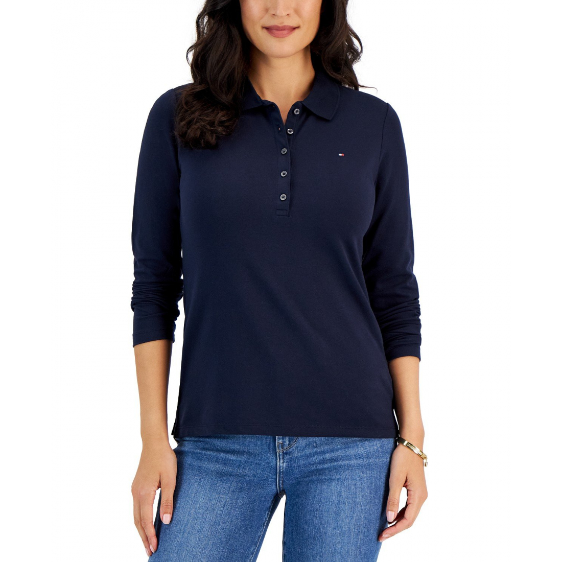 Logo Long-Sleeve Polo Shirt pour Femmes