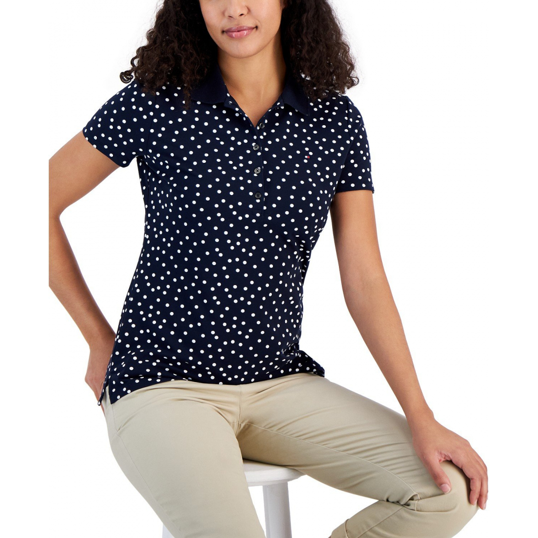 Women's 'Dot Quarter-Button' Polo Shirt