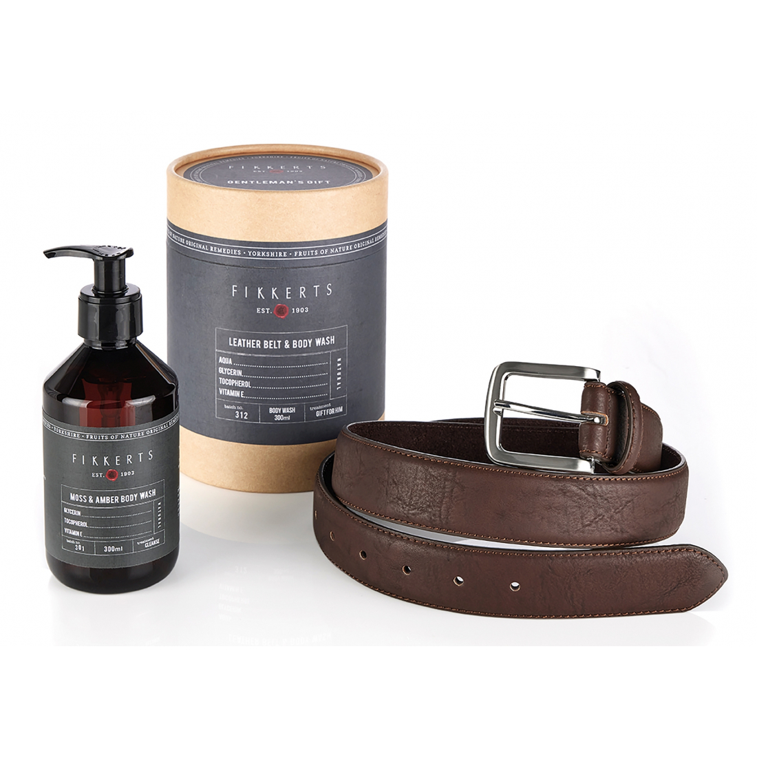 'Moss & Amber' Belt, Body Wash - 300 ml, 2 Pieces