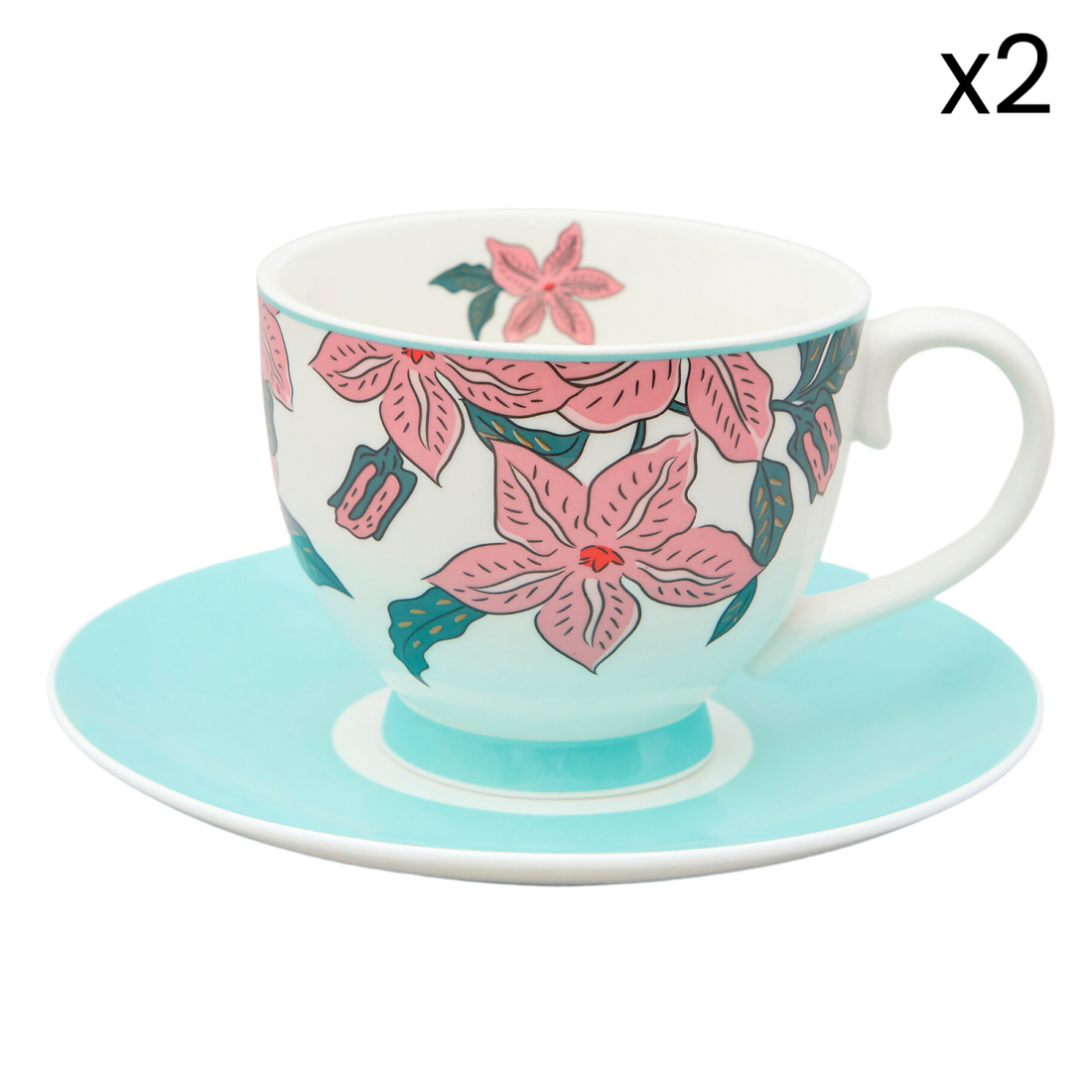 'Alice' Cup with Saucer - 300 ml, 4 Pieces