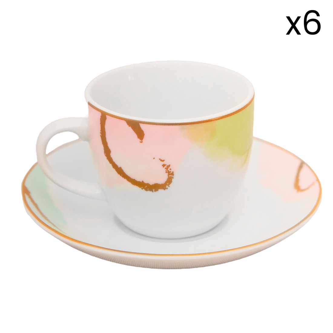 'Acquerello' Coffee Cup & Saucer Set - 80 ml, 12 Pieces