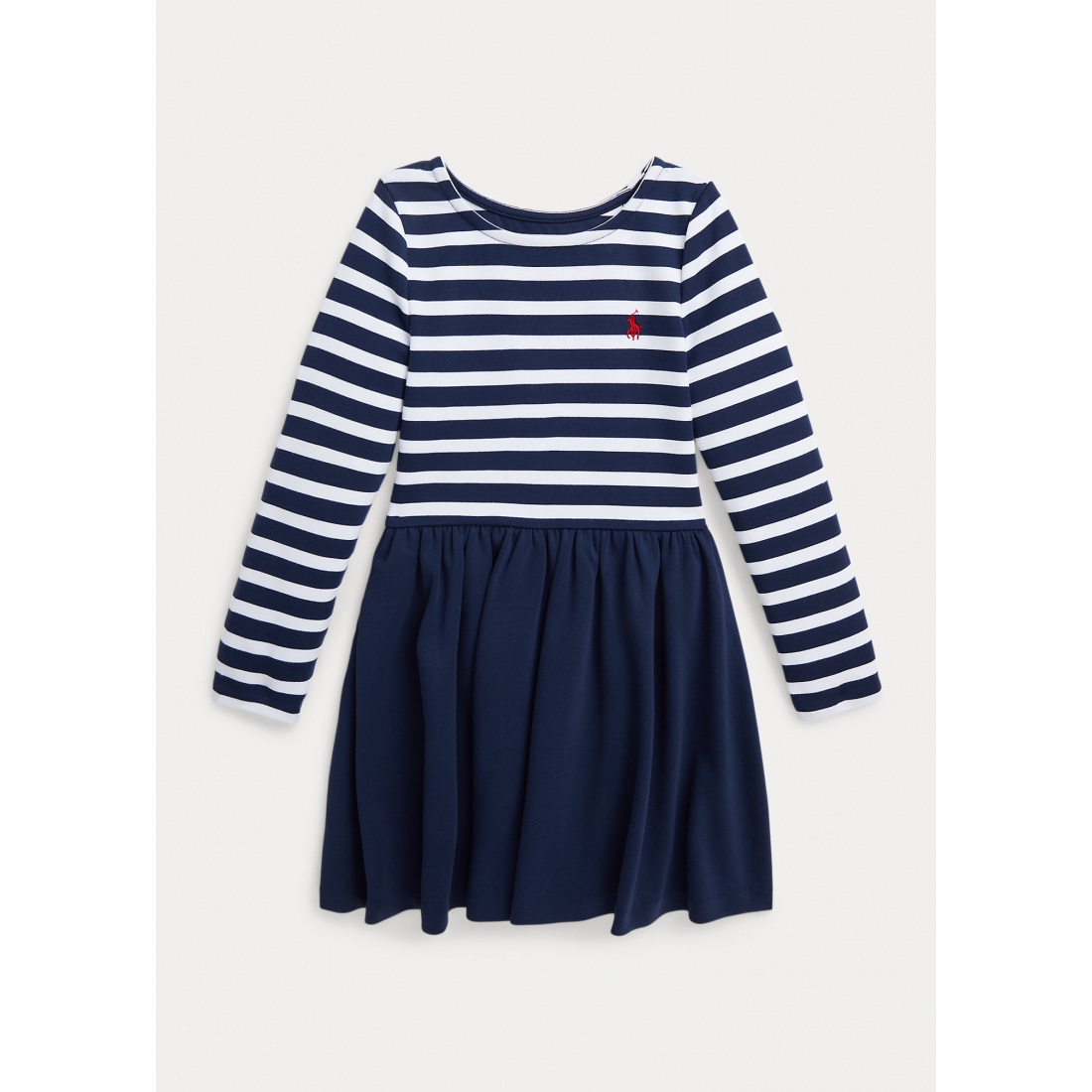 Little Girl's 'Striped Ponte' Long-Sleeved Dress