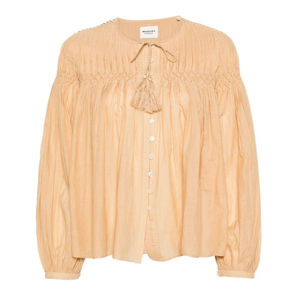 Women's 'Abadi Plissé' Long Sleeve Blouse