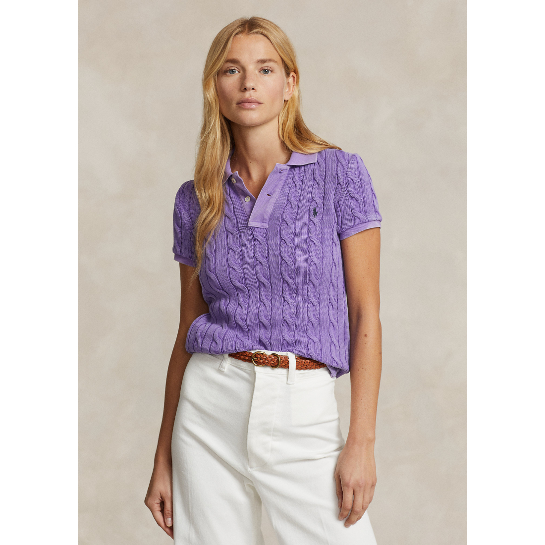 Women's 'Cable-Knit ' Polo Shirt