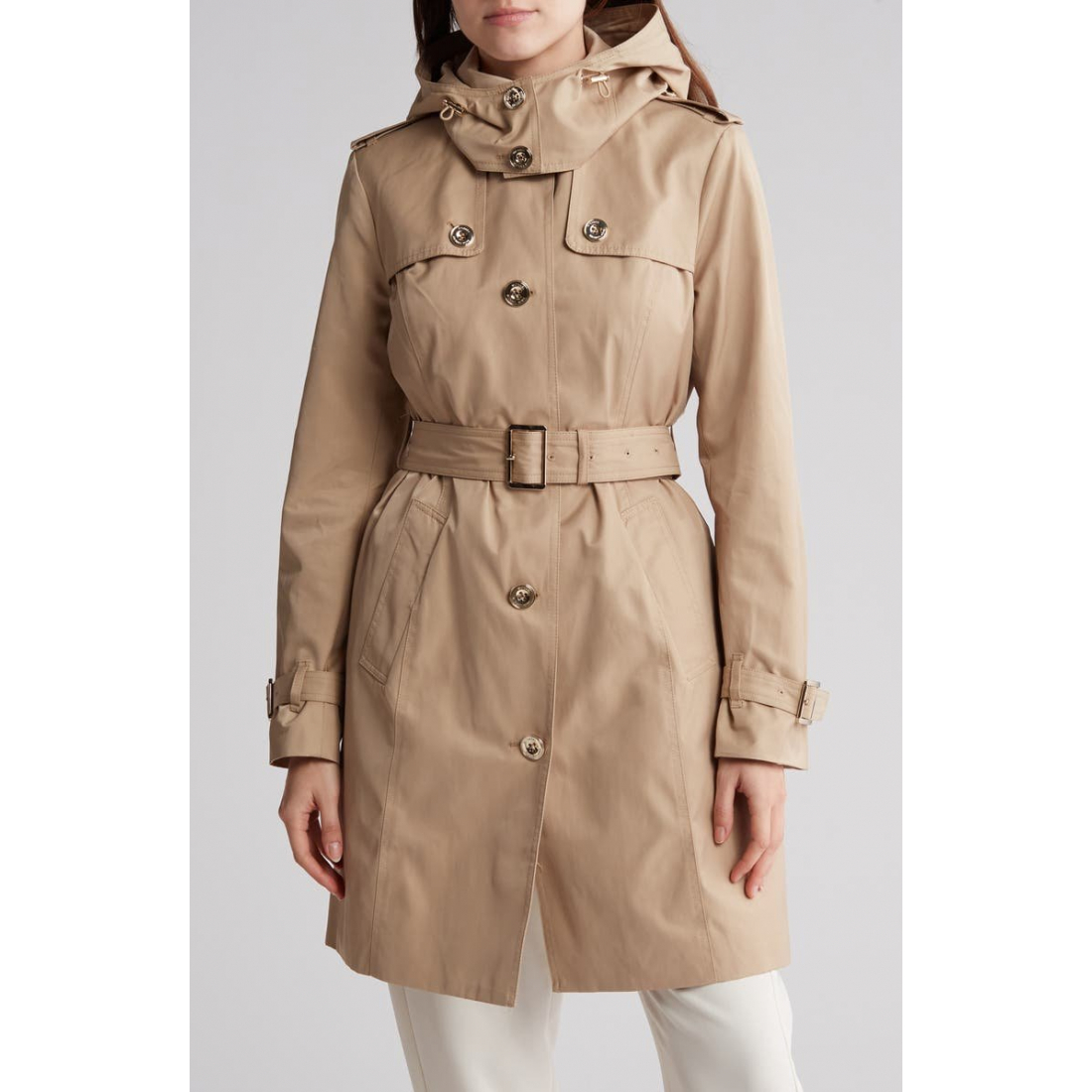 Women's 'Hooded Belted' Trench Coat