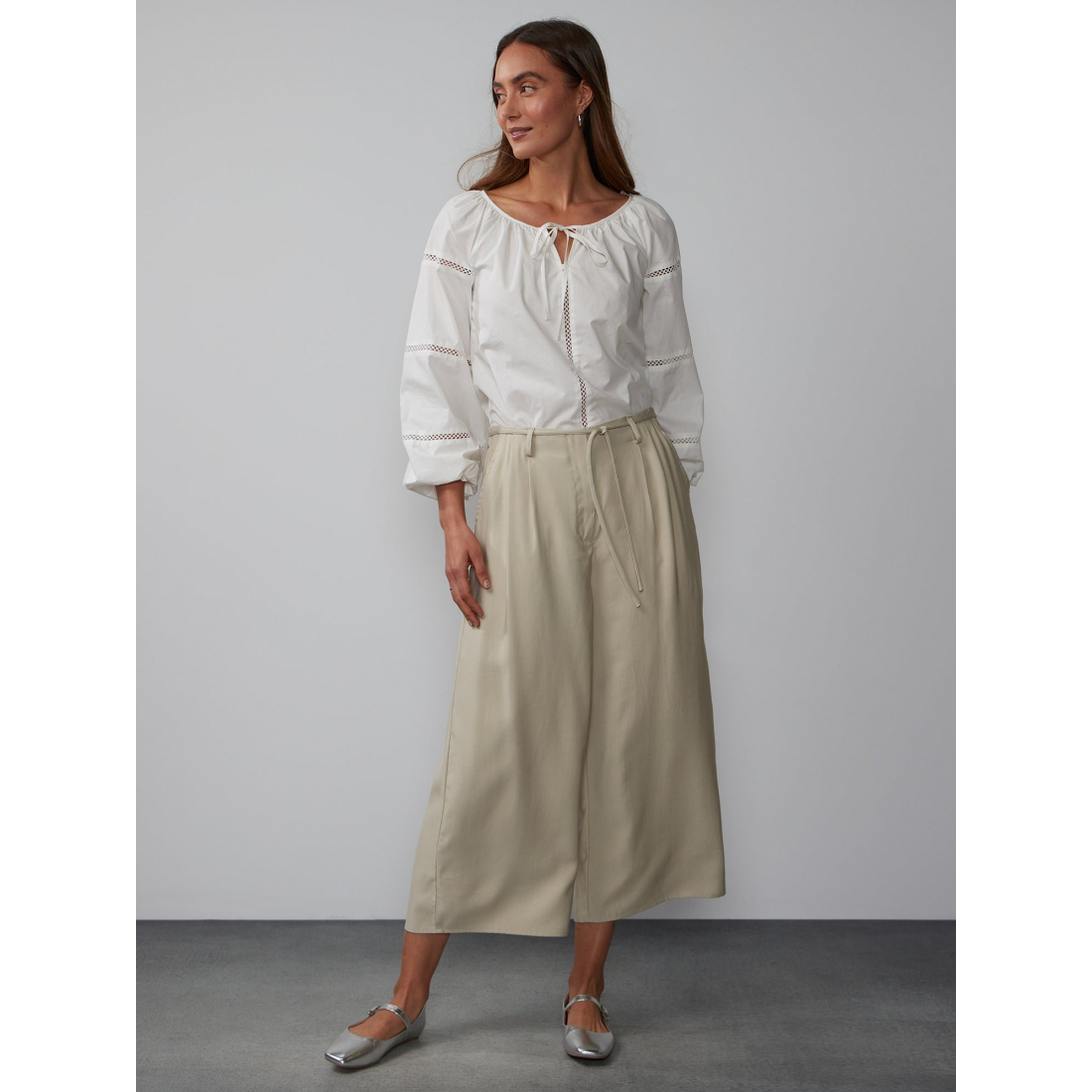 'Tie Belt Culotte' Hose für Damen